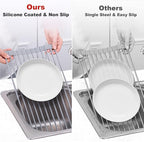 MERRYBOX Roll Up Dish Drying Rack, Silicone Wrapped Over The Sink Dish Rack - Image 7
