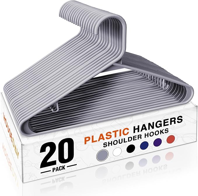 HOUSE DAY Plastic Hangers 20 Pack, Space Saving Clothes Hangers by HOUSEDAY