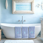 3 Pack Ocean Hand Towels for Bathroom 100% Cotton Embroidered Seahorse - Image 6