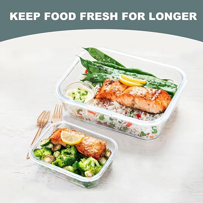 KOMUEE 10 Pack Glass Food Storage Containers, Meal Prep Containers - Image 5