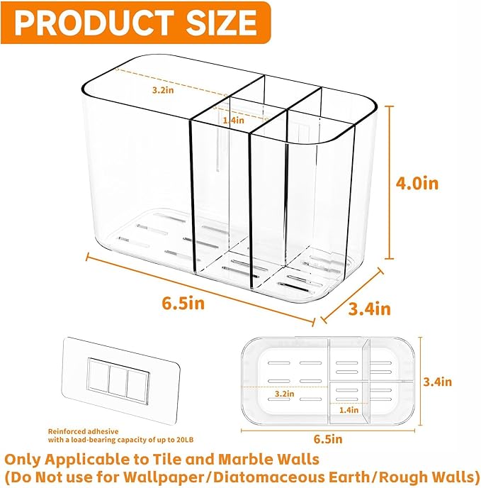 Electric Toothbrush Holder for Bathroom Countertop and Wall Mounted - Image 3