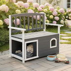 VINGLI Outdoor Storage Bench with Built-in Dog House, 2-in-1 Outdoor Waterproof Patio Bench with Pet Kennel for Patio Backyard Porch (Gray) - Image 8