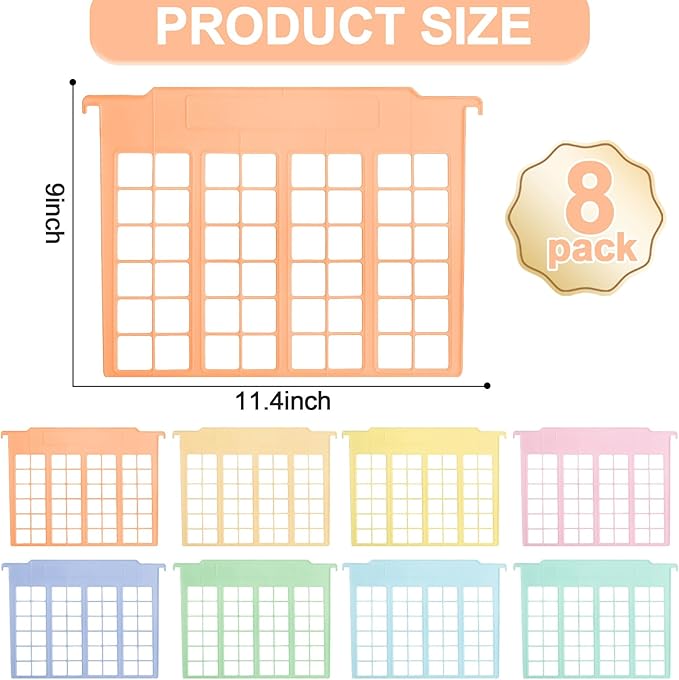 party greeting 8 Pack File and Folder Dividers 9x11.4 Inches Plastic Hanging - Image 2