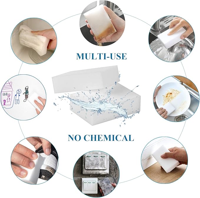 Magic Cleaning Sponges Eraser, 100 Pack Premium Melamine Sponge Foam Cleaning - Image 2
