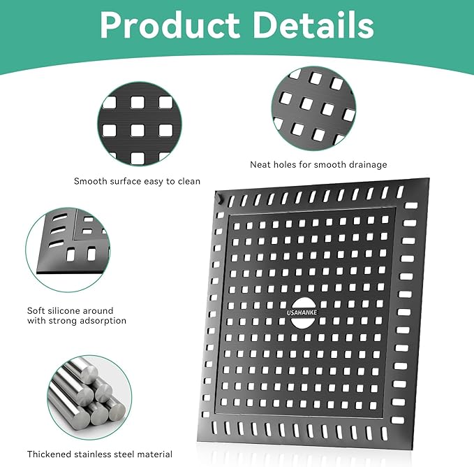 Drain Hair Catcher for Bathroom Sink, 4.8" Stainless Steel and Silicone Shower - Image 3