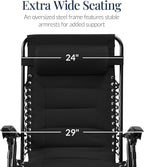 Best Choice Products Oversized Padded Zero Gravity Chair, Folding Outdoor Patio Recliner, XL Anti Gravity Lounger for Backyard w/Headrest, Cup Holder, Side Tray, Polyester Mesh - Black - Image 3