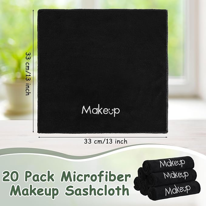 Shimeyao 20 Pack Makeup Towels Black Makeup Washcloths - Image 2