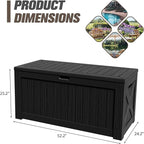 JUMMICO 120 Gallon Resin Deck Box, Large Outdoor Storage Box Waterproof & Lockable for Garden, Patio, Pools (Black) - Image 7