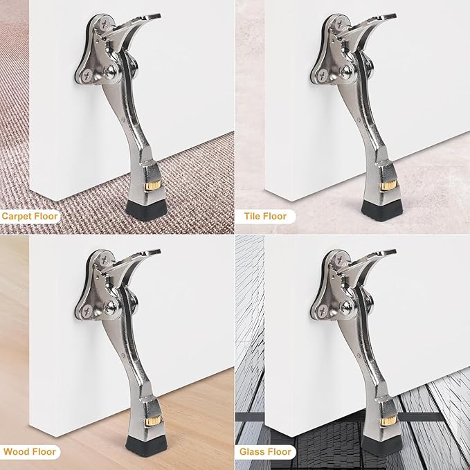 12 Packs Heavy Duty Kickdown Door Stopper, One Touch Adjustable Kickdown Door - Image 5