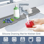 Sink Drain Mat Behind Faucet, Faucet Guard Draining Mat, 90° Foldable Tap - Image 3