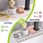 Sink Faucet Absorbing Mat Vintage Embroidery Flowers Sink Splash Guard Drying - Image 6