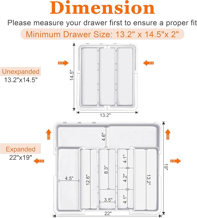 Large Utensil Drawer Organizer Expandable Silverware Organizer - Image 4