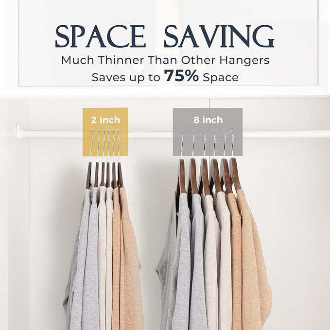 HOUSE DAY Taupe Velvet Hangers 60 Pack, Non Slip Clothes Felt Hanger Heavy Duty - Image 4