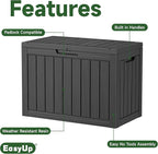 EasyUp 45 Gallon Outdoor Storage Box, Resin Waterproof UV-Resistant Deck Box, Reinforced Stability for Patio, Garden, and Poolside, Striped Black - Image 4