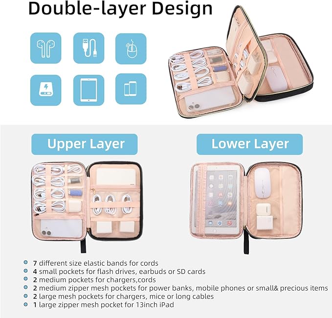 Electronics Organizer Travel Case, Charger Bag Cord Organizer Travel, - Image 2
