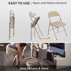 VINGLI 10 Pack Folding Chairs with Padded Seats, Metal Frame with Pu Leather Seat & Back, Capacity 350 lbs, Set of 10, Khaki - Image 6