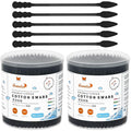 Black Cotton Swabs Spiral Pointed by HOMEFOX
