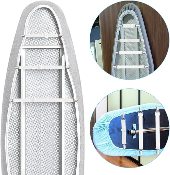 Ironing Board Cover Fasteners Binding 4 PC Elastic Straps Clips Keep Cushions - Image 5