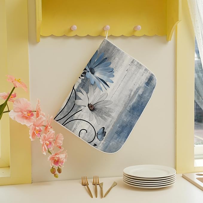 Rustic Daisy Floral Dish Drying Mats 18x24 Inches - Image 4