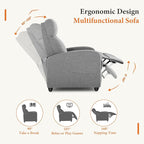 Sweetcrispy Recliner Chair Fabric Recliner Sofa No Massage, Home Theater Seating with Lumbar Support, Adjustable Push Back Overstuffed High-Density Sponge Reclining for Living Room, Slate Gray - Image 6