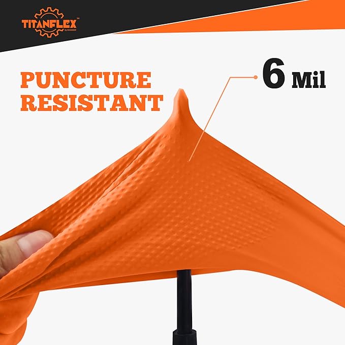 TitanFlex Heavy Duty Orange Industrial Nitrile Gloves - Image 9