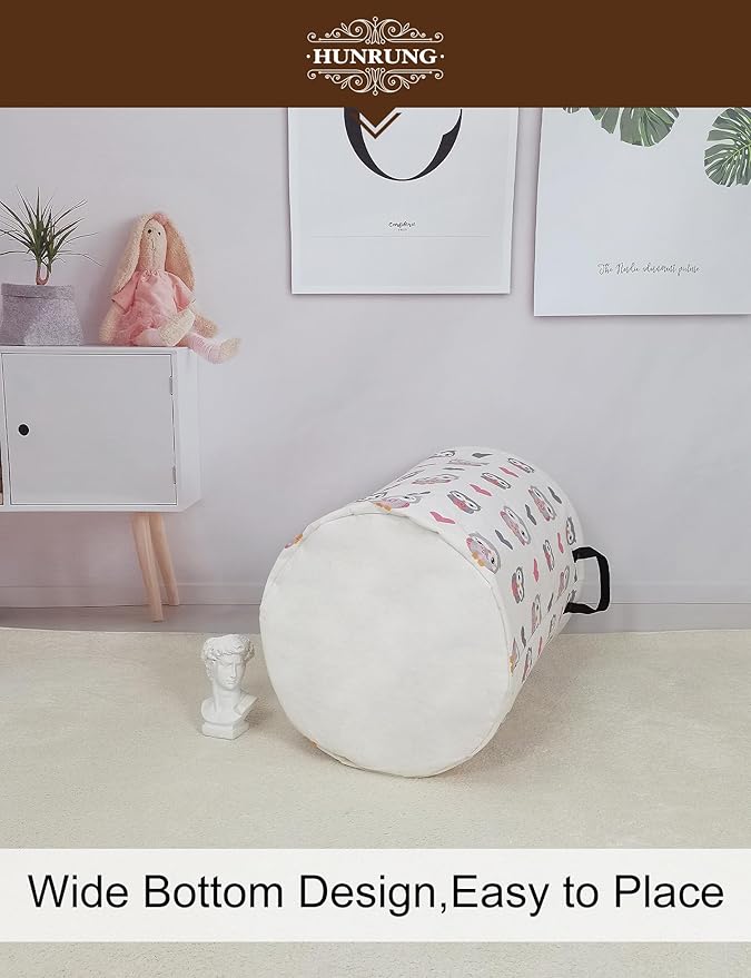 HUNRUNG Laundry Hamper, Large Canvas Fabric Lightweight Storage Basket Toy - Image 4