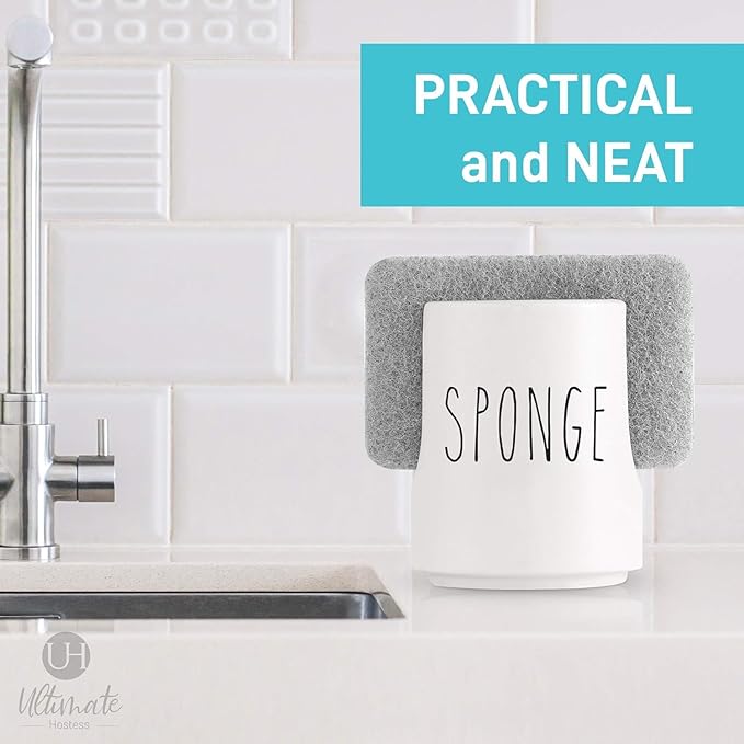 Ceramic Sponge Holder for Kitchen Sink – White Sink Caddy Organizer – Farmhouse - Image 5