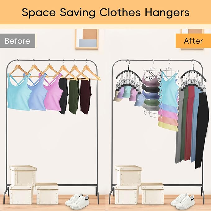 TomCare 4 Pack Space Saving Hangers，2Pack Tank Top Hanger and 2Pack Leggings - Image 7