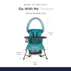 Baby Delight Go with Me Venture Portable Chair | Indoor and Outdoor | Sun Canopy | 3 Child Growth Stages | Teal - Image 3