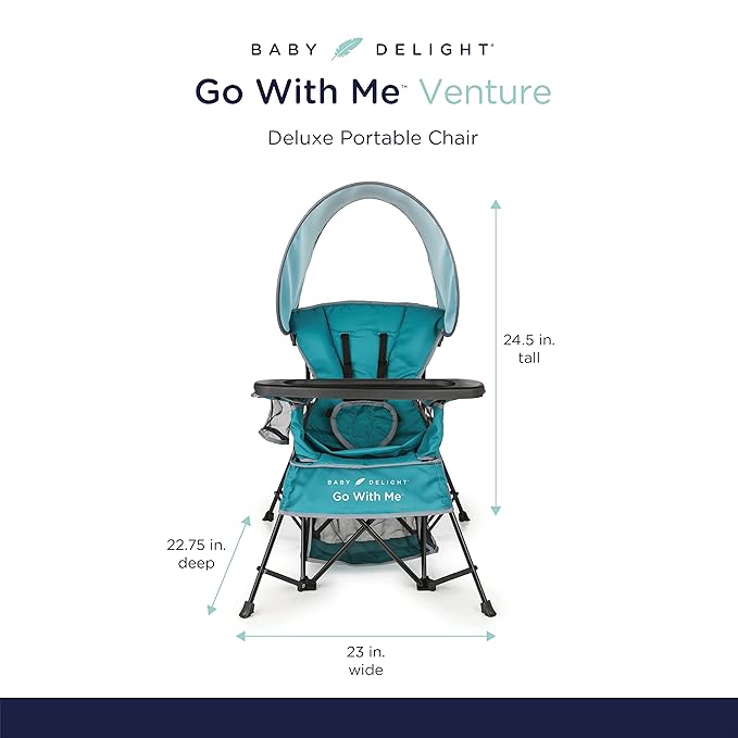 Baby Delight Go with Me Venture Portable Chair | Indoor and Outdoor | Sun Canopy | 3 Child Growth Stages | Teal - Image 3