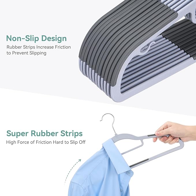 Heavy Duty Hangers 30 Pack, Plastic Clothes Hangers Non-Slip, 0.2'' Slim - Image 6
