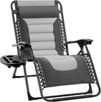 Best Choice Products Oversized Padded Zero Gravity Chair, Folding Outdoor Patio Recliner, XL Anti Gravity Lounger for Backyard w/Headrest, Cup Holder, Side Tray, Polyester Mesh - Gray/Light Gray by BestChoiceProducts