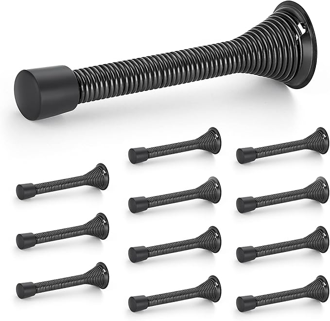 Ravinte Door Stoppers, 12 Pack Black Spring Door Stops by Ravinte