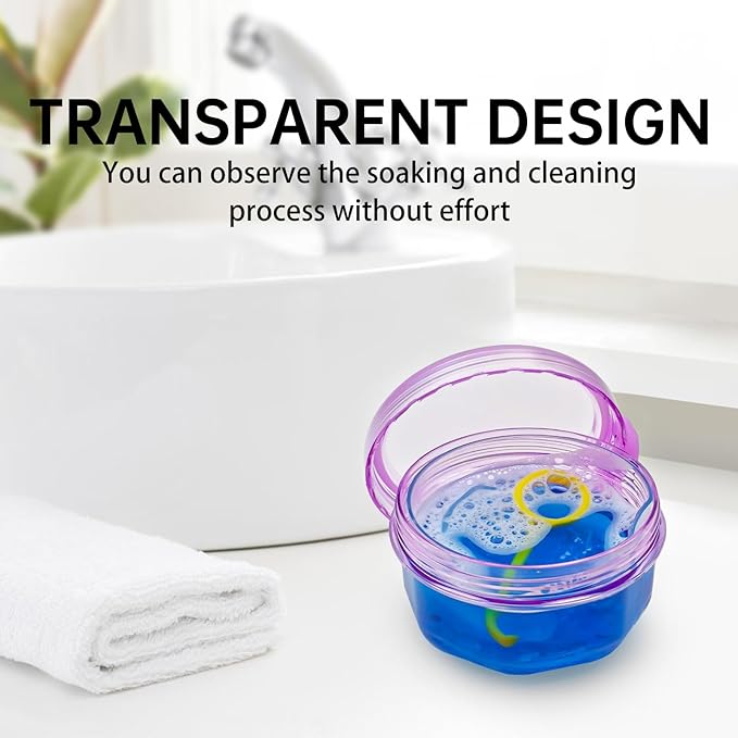 Leakproof Denture Case Purple Denture Soaking Cup - Image 5