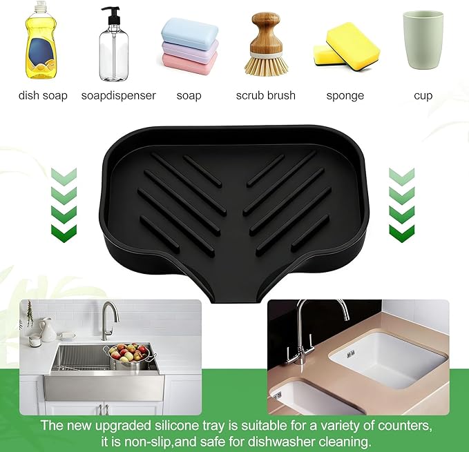 Sponge Holder with Drain Spout, Silicone Soap Dish - Image 6