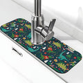 Christmas Dinosaur Tree Xmas Green Kitchen Sink Splash Guard Faucet Mat 1 Pcs by WILL+BUDXEG