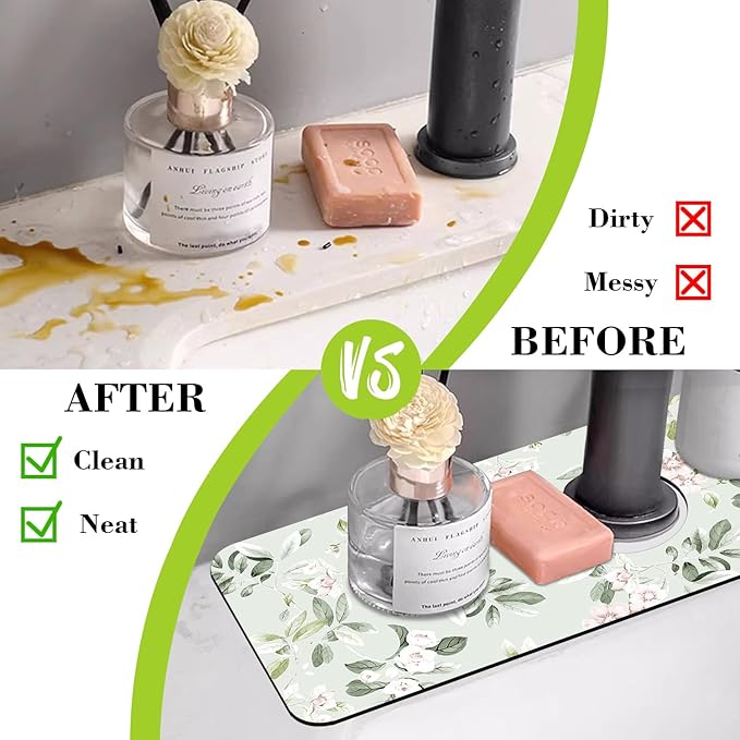 Sink Splash Guard Faucet Mat Petunias Flowers and Butterflies Absorbent Fast - Image 6