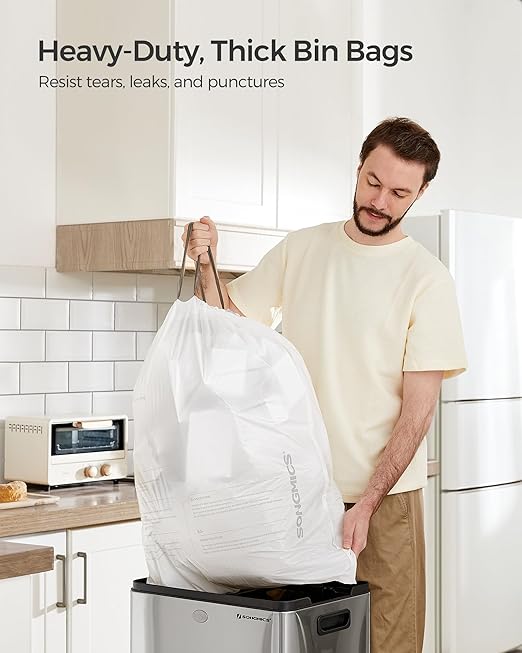 SONGMICS Trash Bags for 12-14.5 Gallon Trash Cans, Pre-Separated, Liner Code - Image 2