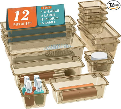 12 PCS Drawer Organizer Set, 4 Sizes Tool Storage Trays by Unknown