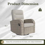 LayinSun Oversized Wicker Outdoor Swivel Glider Recliner with Adjustable Backrest & Footrest, Patio Reclining Lounge Chair - Image 2