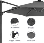 Best Choice Products 10ft Offset Cantilever Hanging Market Patio Umbrella, Smooth 360° Rotation, 8 Sturdy Ribs, Easy Adjustment - Gray - Image 7