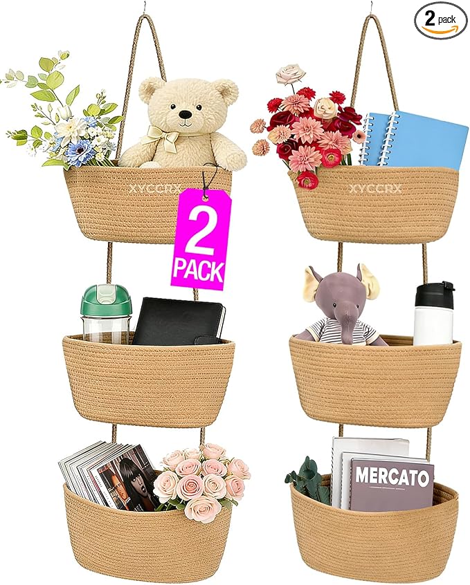 2Pack Over The Door Hanging Basket, 3 Tier Hanging Baskets by Unknown