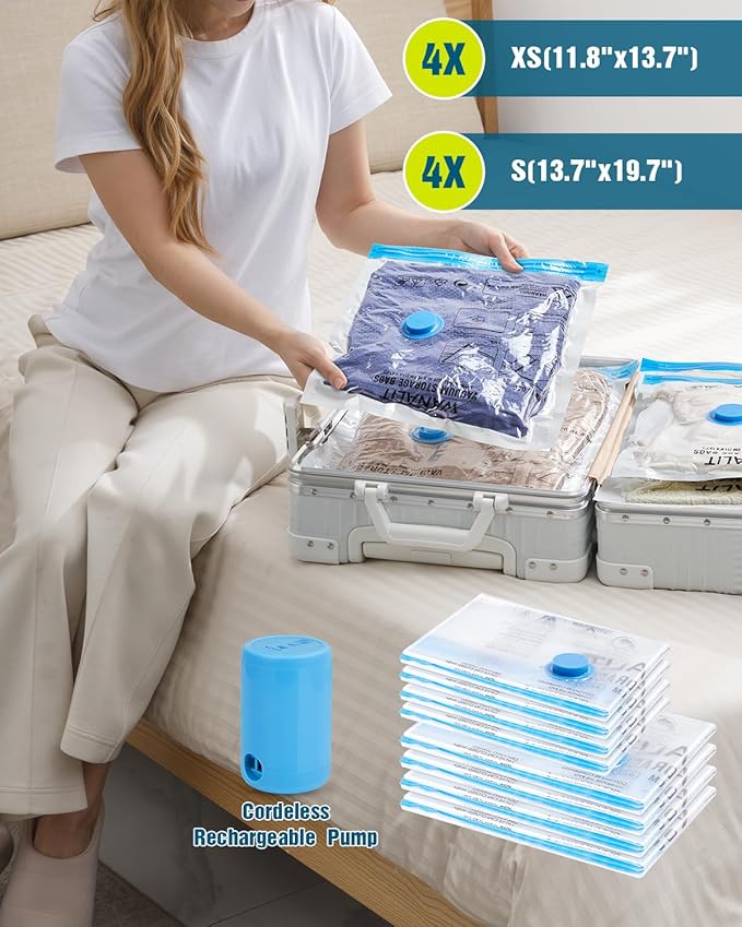 Vacuum Storage Bags for Travel, 8 Pack Vacuum Seal Bags - Image 7