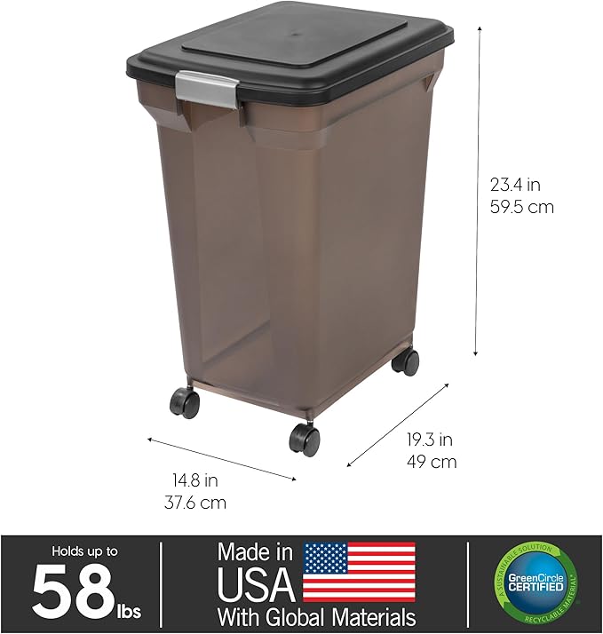 IRIS USA Dog Food Storage Container 58 lbs, Attachable Wheels, - Image 3