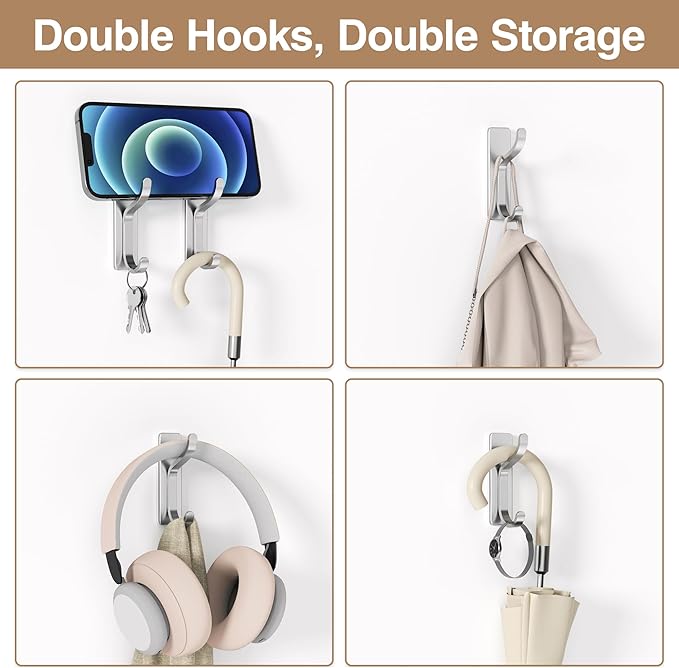 niffgaff Wall Hooks for Coat and Towel: 13lb Adhesive Door Hanger Stick On - Image 4
