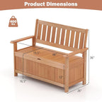 Tangkula 48 Inch Outdoor Wood Storage Bench Deck Box, Wooden Storage Loveseat with 34.2 Gal Inner Space, Entryway Bench Deck Box with Slatted Backrest, Storage Seat for Garden, Lawn, Balcony & Porch - Image 3