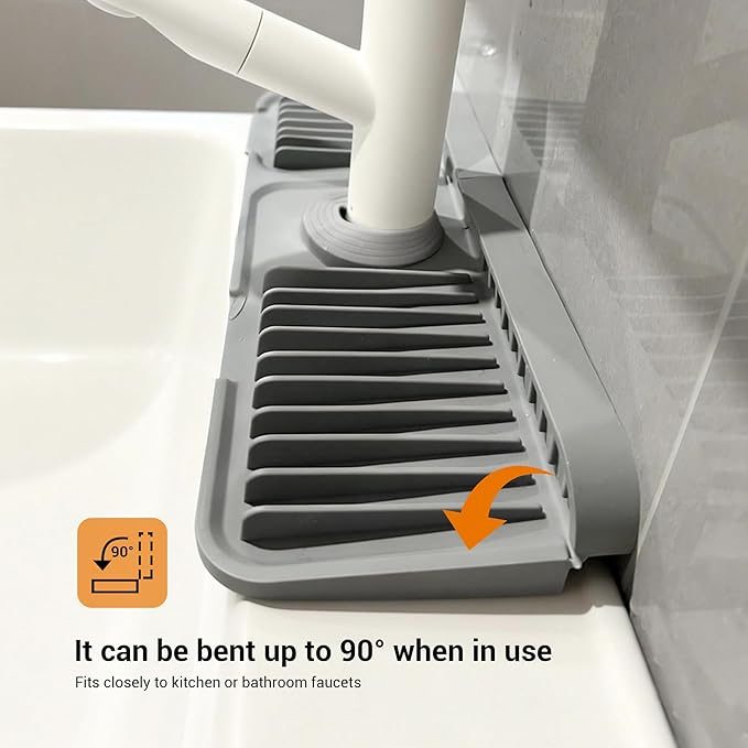 Faucet Mat for Kitchen Sink, 17.7"X5.5" Silicone Sink Splash Guard - Image 3