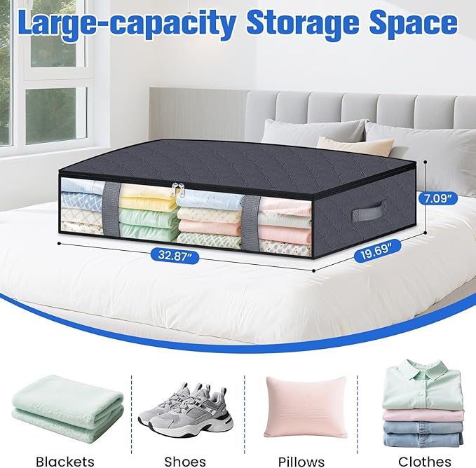 Under Bed Storage Containers, 4 Pack Blanket Storage Bags, Collapsible Storage - Image 2