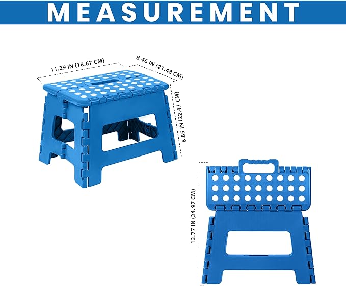 Utopia Home Folding Step Stool with Handle – 9 Inch Anti Slip Collapsible Stool – Holds Up to 300 lbs – Sturdy Plastic Step Stool Foldable for Kitchen, Bathroom and Home Use (2-Pack, Blue) - Image 4