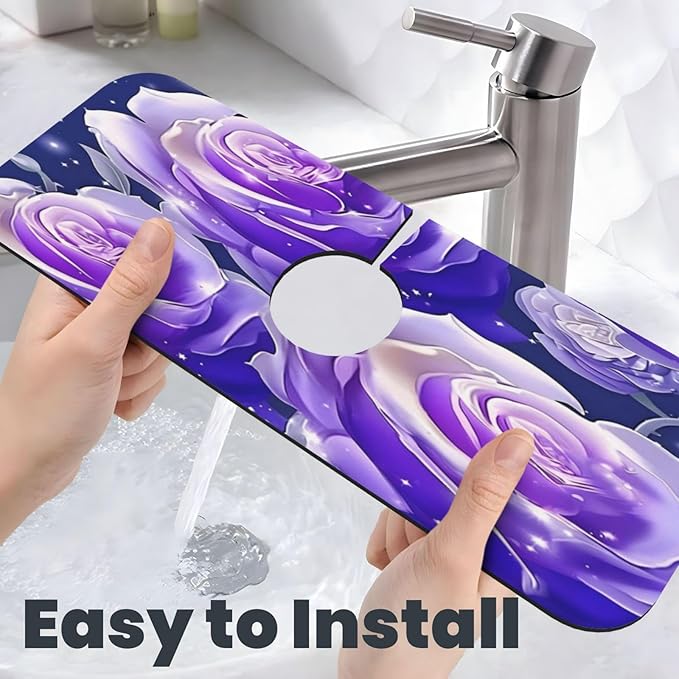 Blue Purple Rose Kitchen sink faucet pad, strong water absorption, anti slip - Image 6